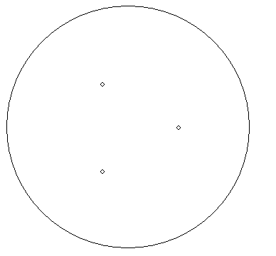 副鏡長径と同じ直径の円形の平面鏡裏面の支持点(3点)