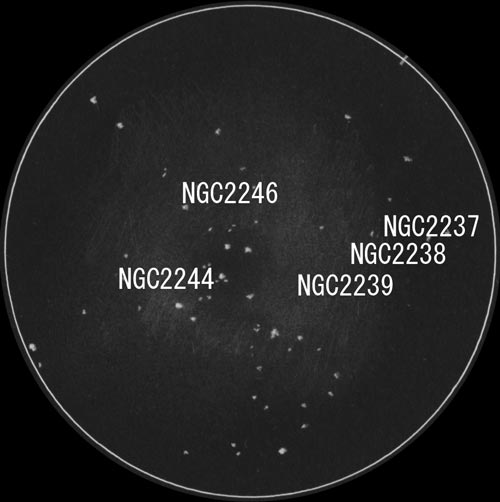 C49(NGC2237-9/46),C50(NGC2244)バラ星雲のスケッチ