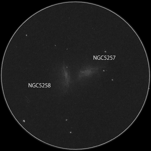 Arp240 (NGC5257, NGC5258)のスケッチ