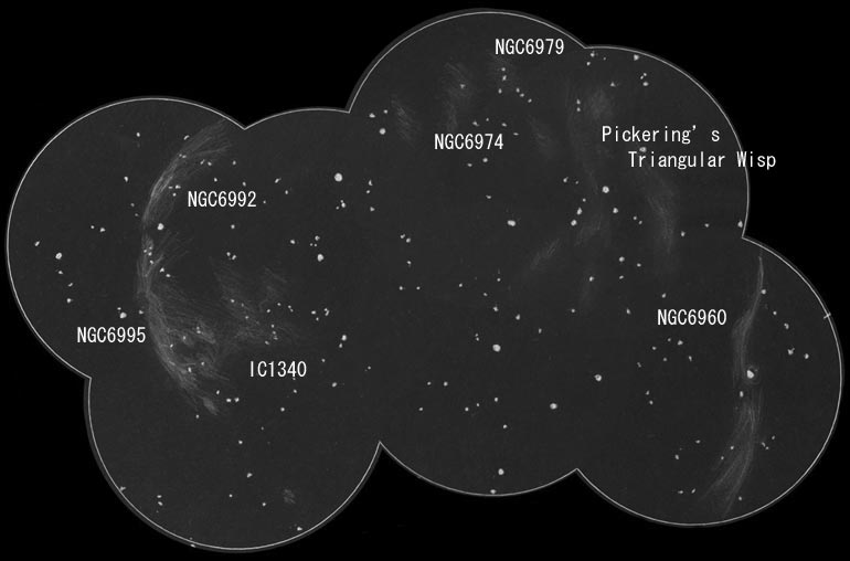 趣味の天文/天体スケッチ/コールドウェル天体/C33,C34網状星雲